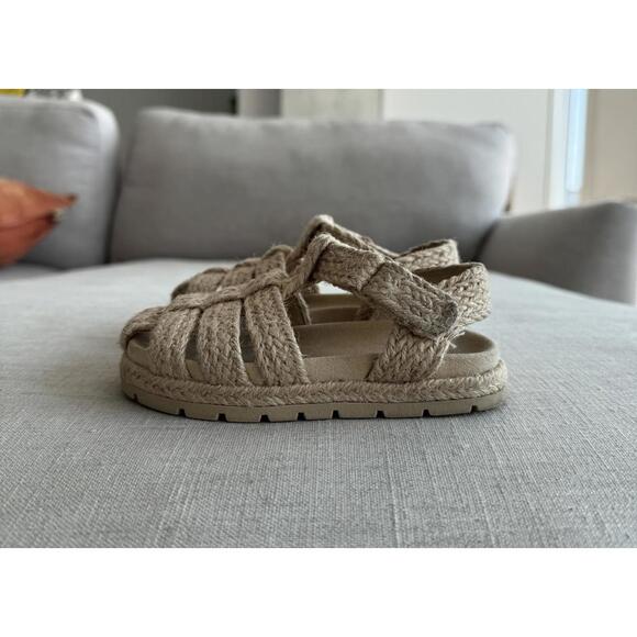 Zara Toddler Jute Fisherman Sandals Size 23 EU 7 US | Neutral Summer Shoes - Picture 4 of 8